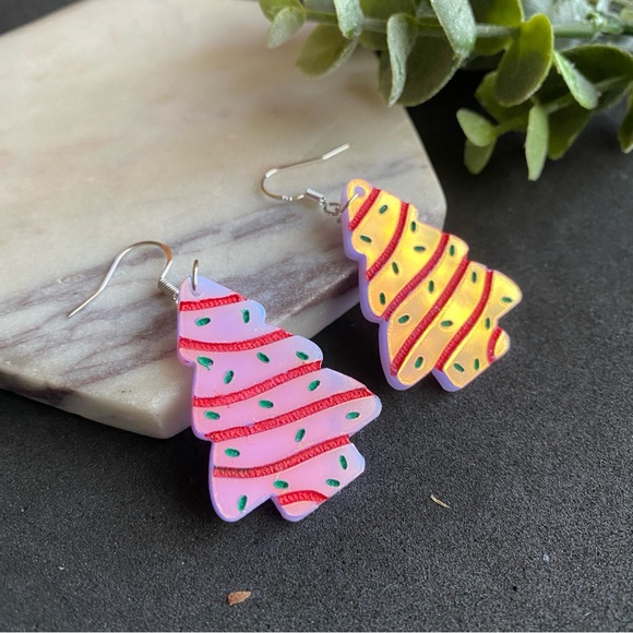 Christmas Tree Cake Earrings - Picture 6 of 7